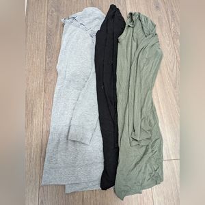 GARAGE | Bundle of 3 stretchy long sleeve dresses - black, green and gray, Med
